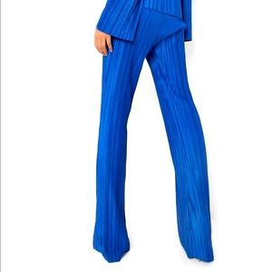 New Blue Plisse Flare Trousers